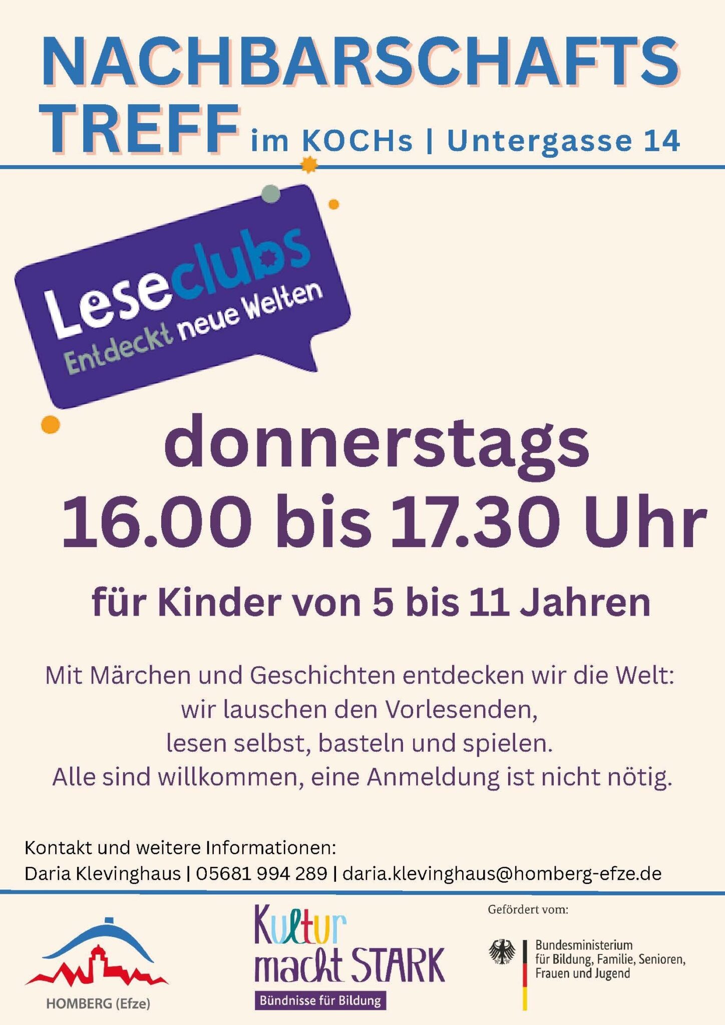 Nachbarschaftstreff im KOCHs in Homberg (Efze)